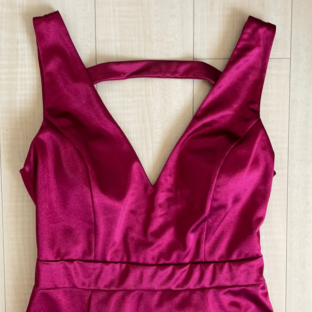 Burgundy dress with train